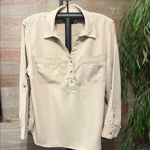Beige Button-Up Shirt
